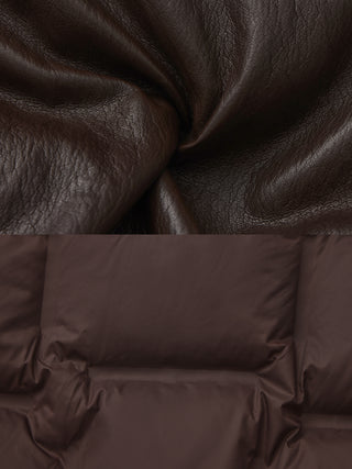 Corduroy Collar Convertible Leather Down Jacket