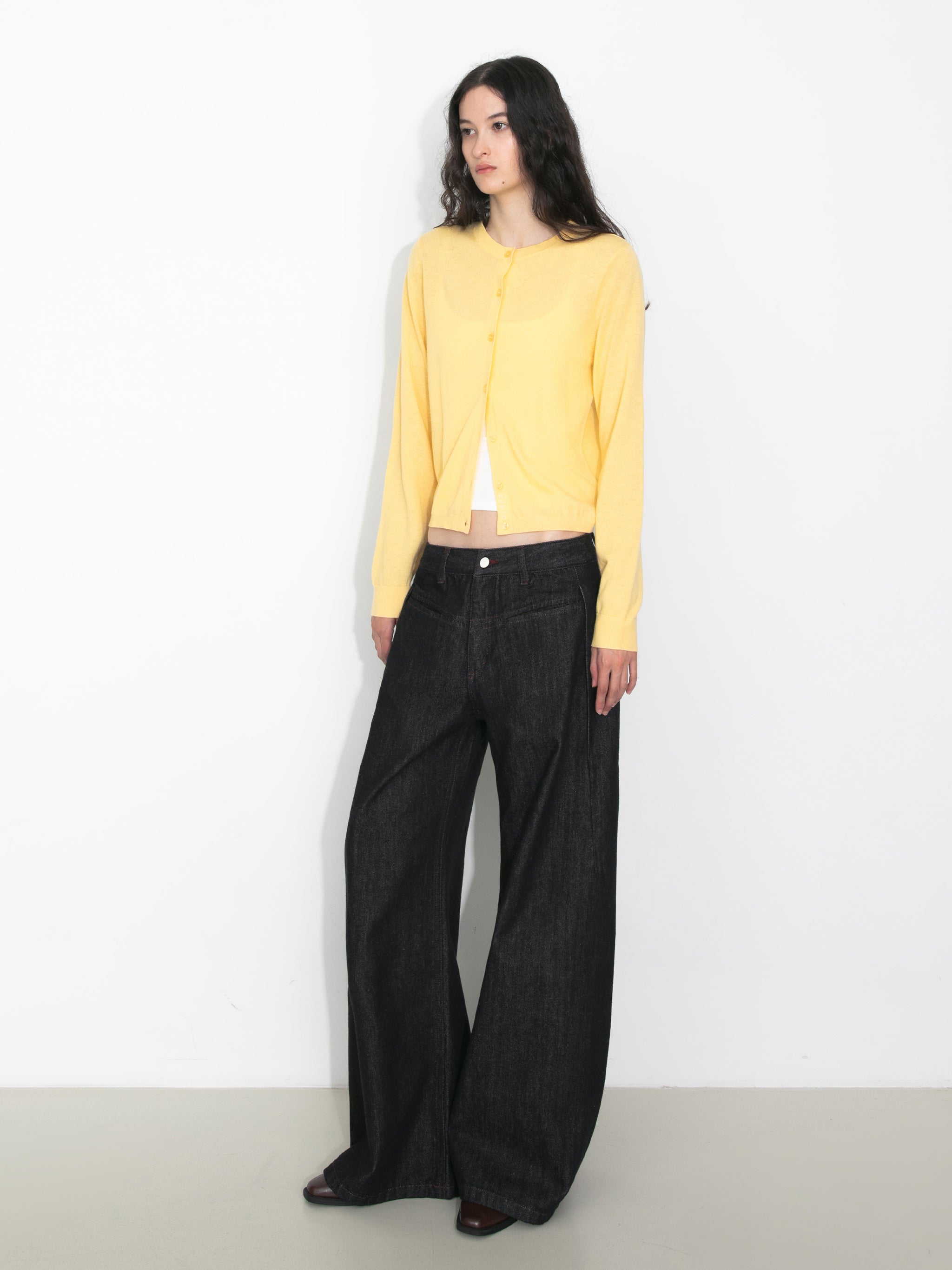100% Wool Knit Cardigan with Crew Neck-11