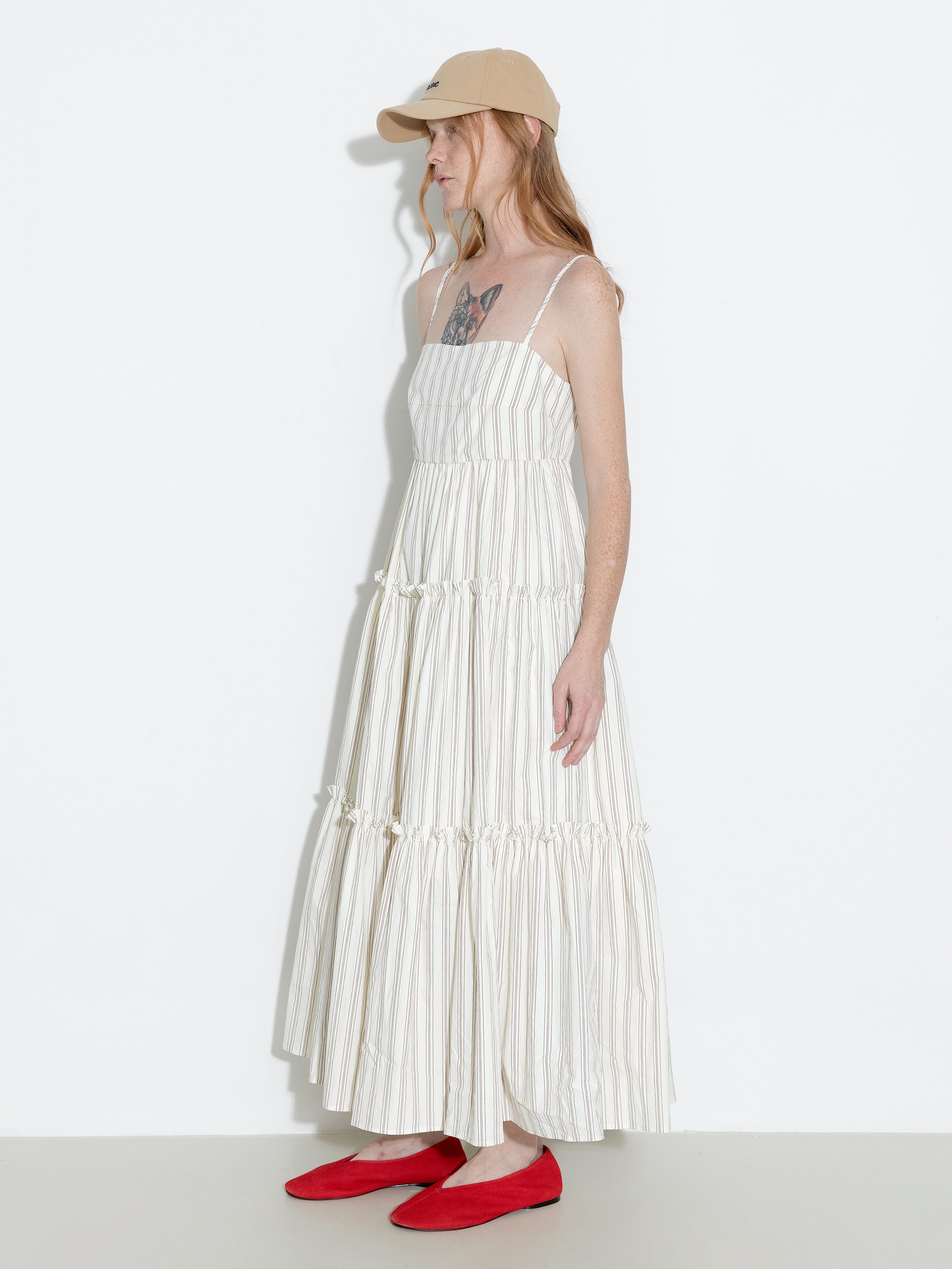 Strap Striped Cake Dress-11