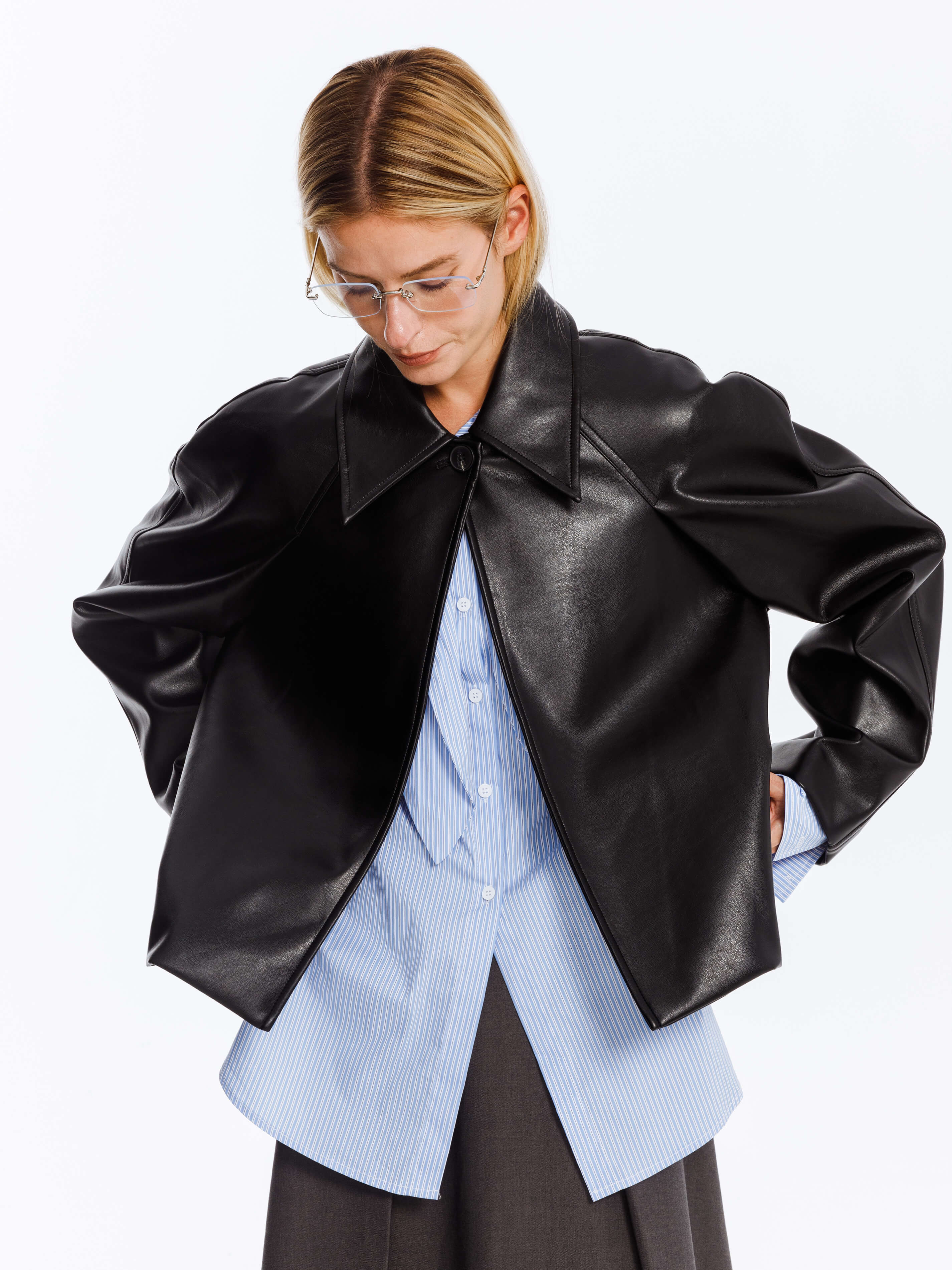 Oversized Faux Leather Jacket-11