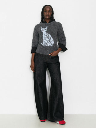 CUBIC Cat Print Alpaca Blend Sweater