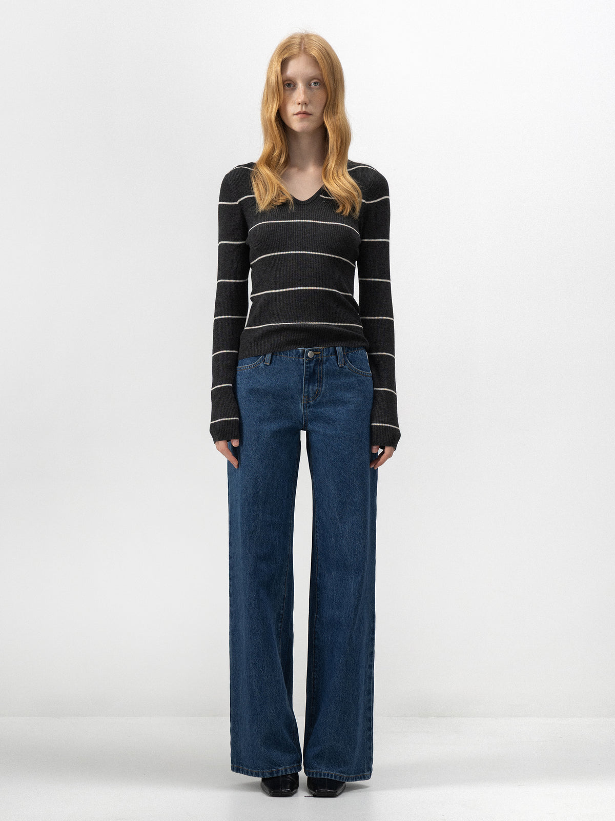 CUBIC Striped Scoop-Neck Fitted Top-11