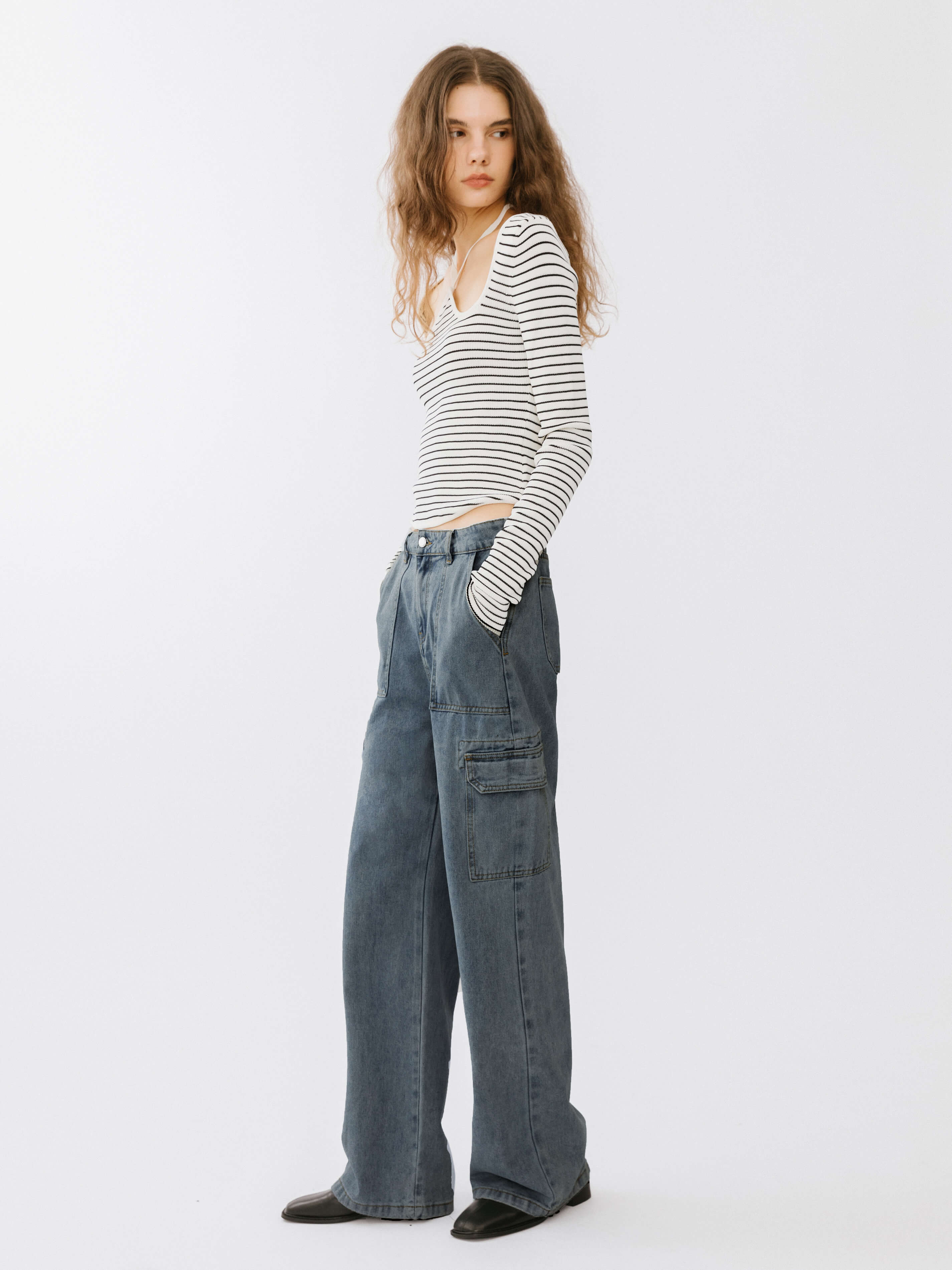 Low Waist Cargo Jeans-11