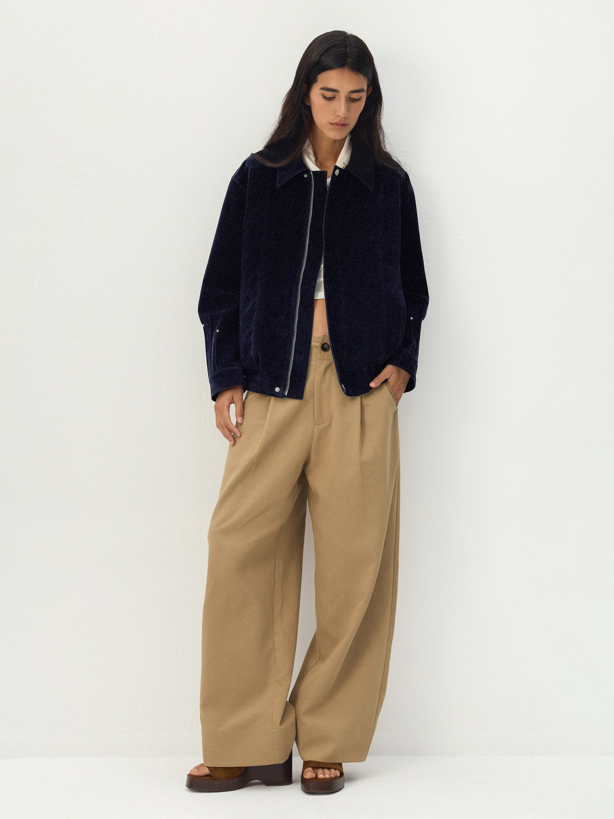 CUBIC Relaxed Zip-Up Blouson Jacket-11