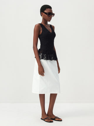CUBIC Lace V-Neck Peplum Tank Top