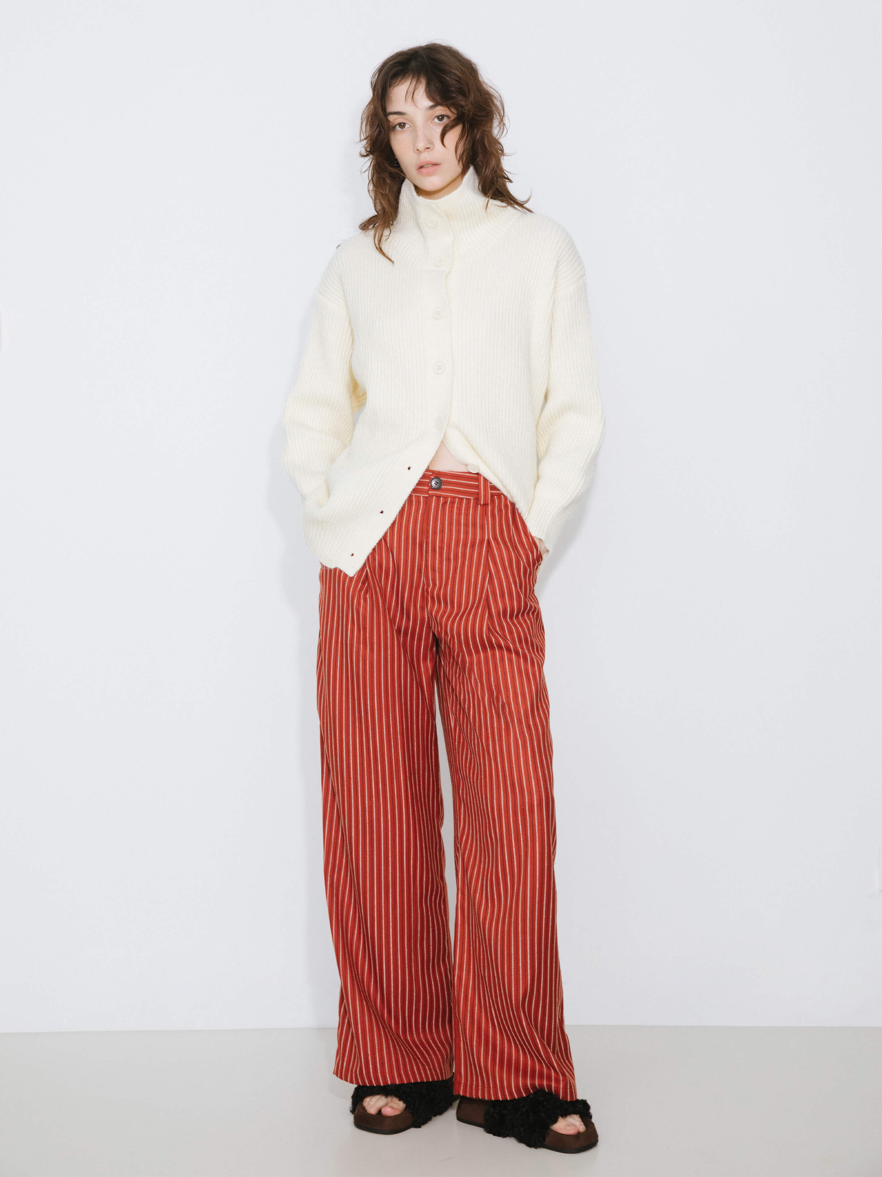 High Neck Boxy Knit Cardigan-11