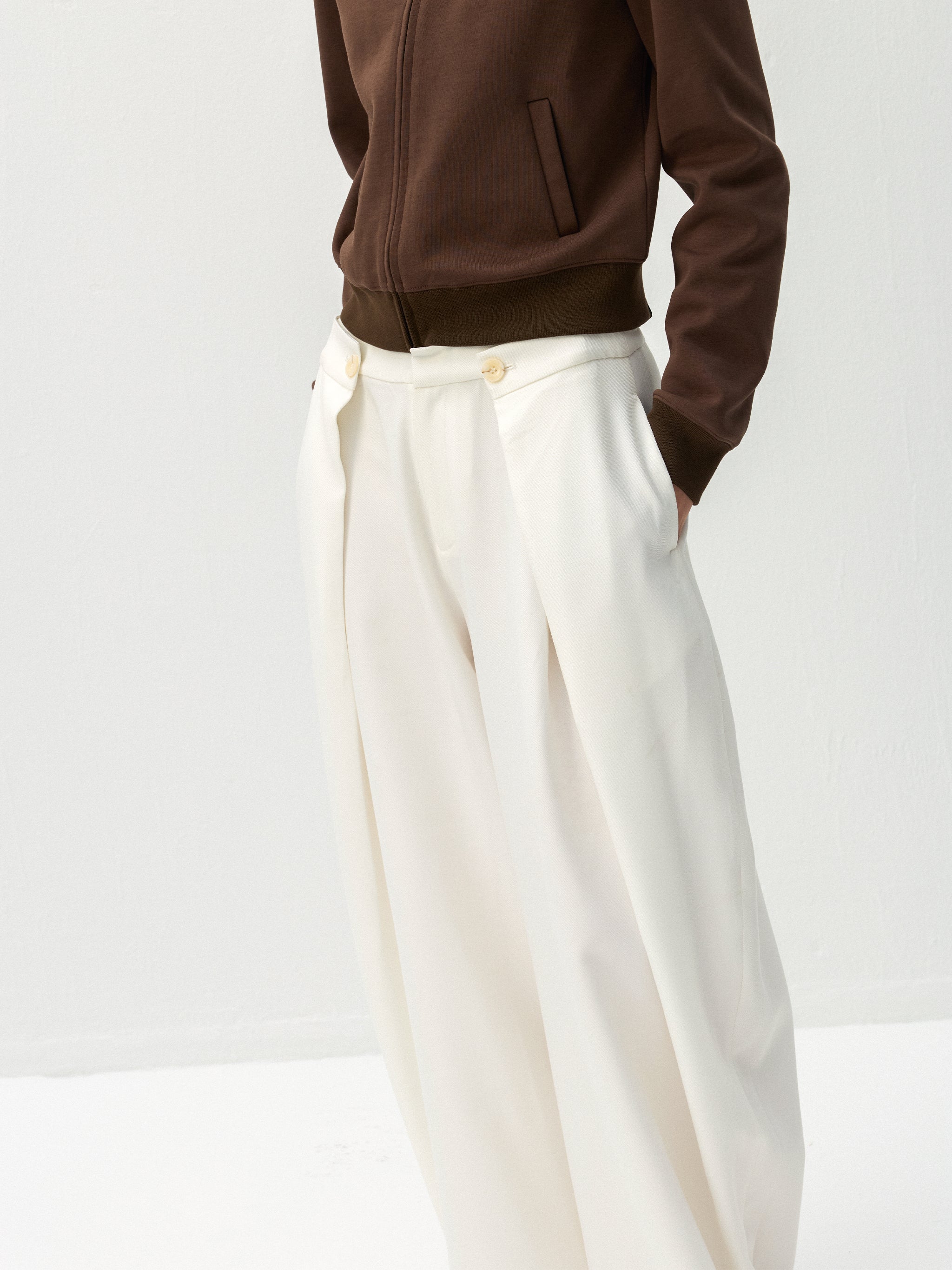 CUBIC Draped Wide Leg Trousers-11