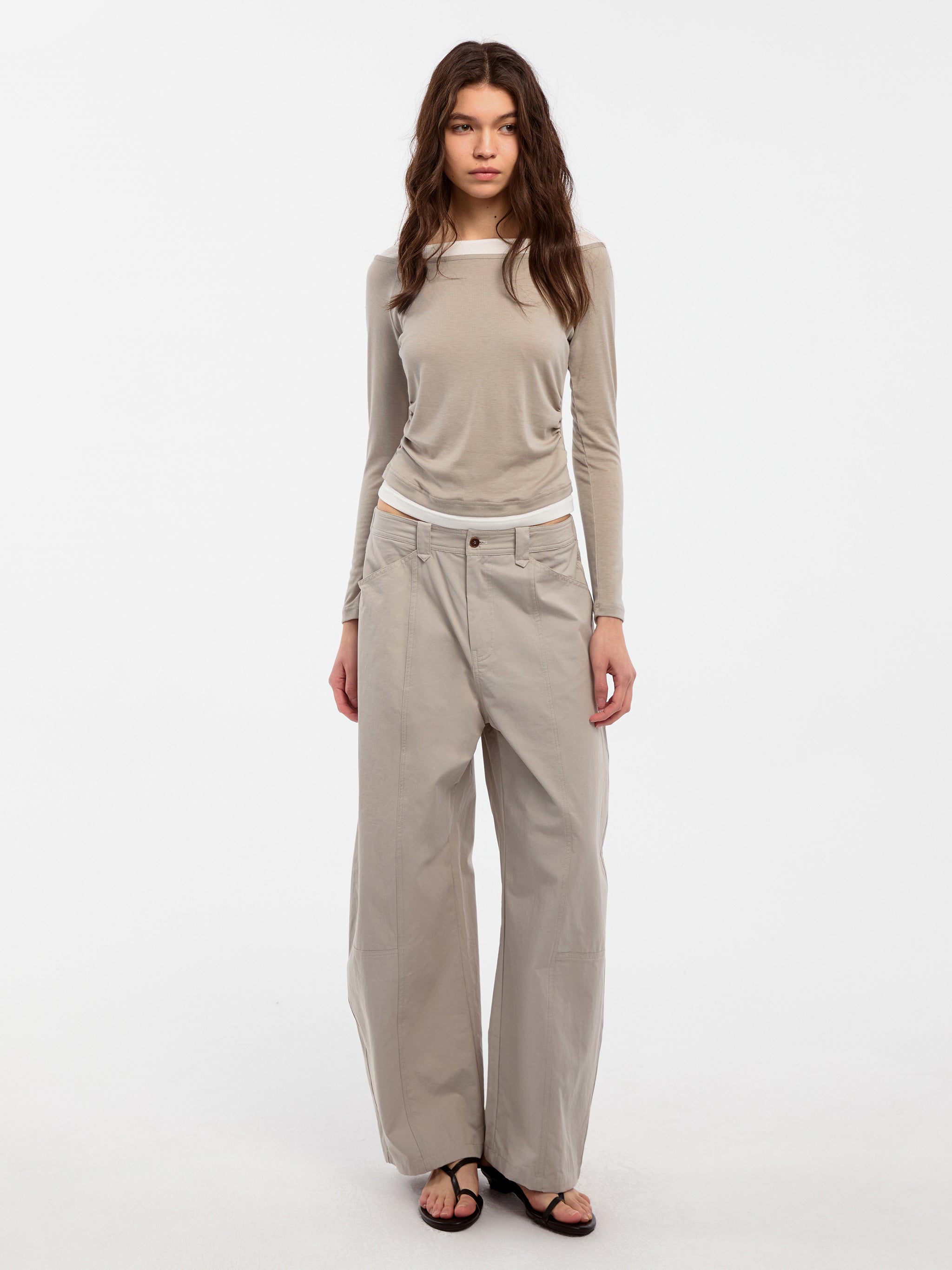 CUBIC Tencel Wool Blend Off-Shoulder T-Shirt-11