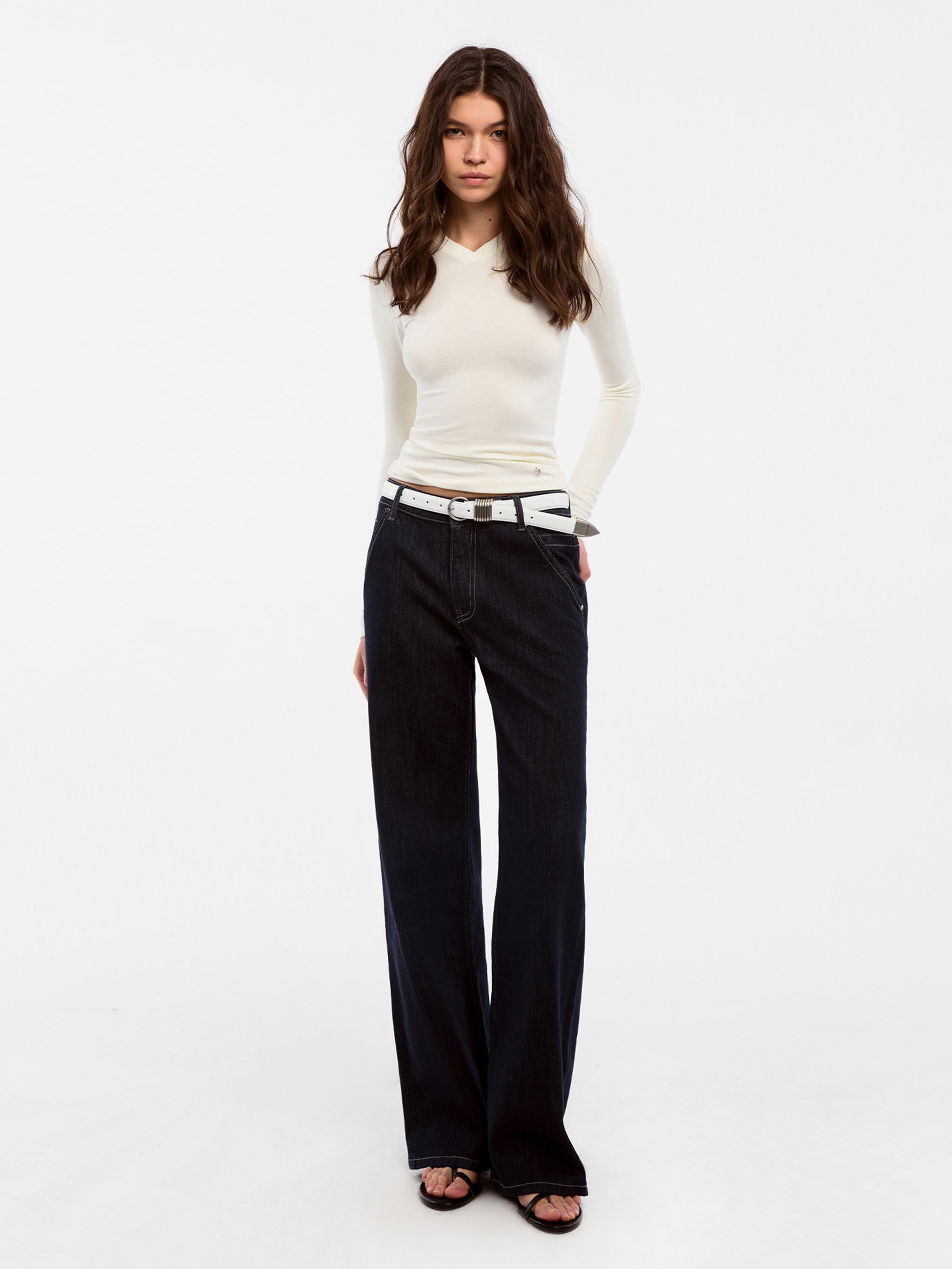 CUBIC Wool Blend V-Neck Knit T-Shirt-11
