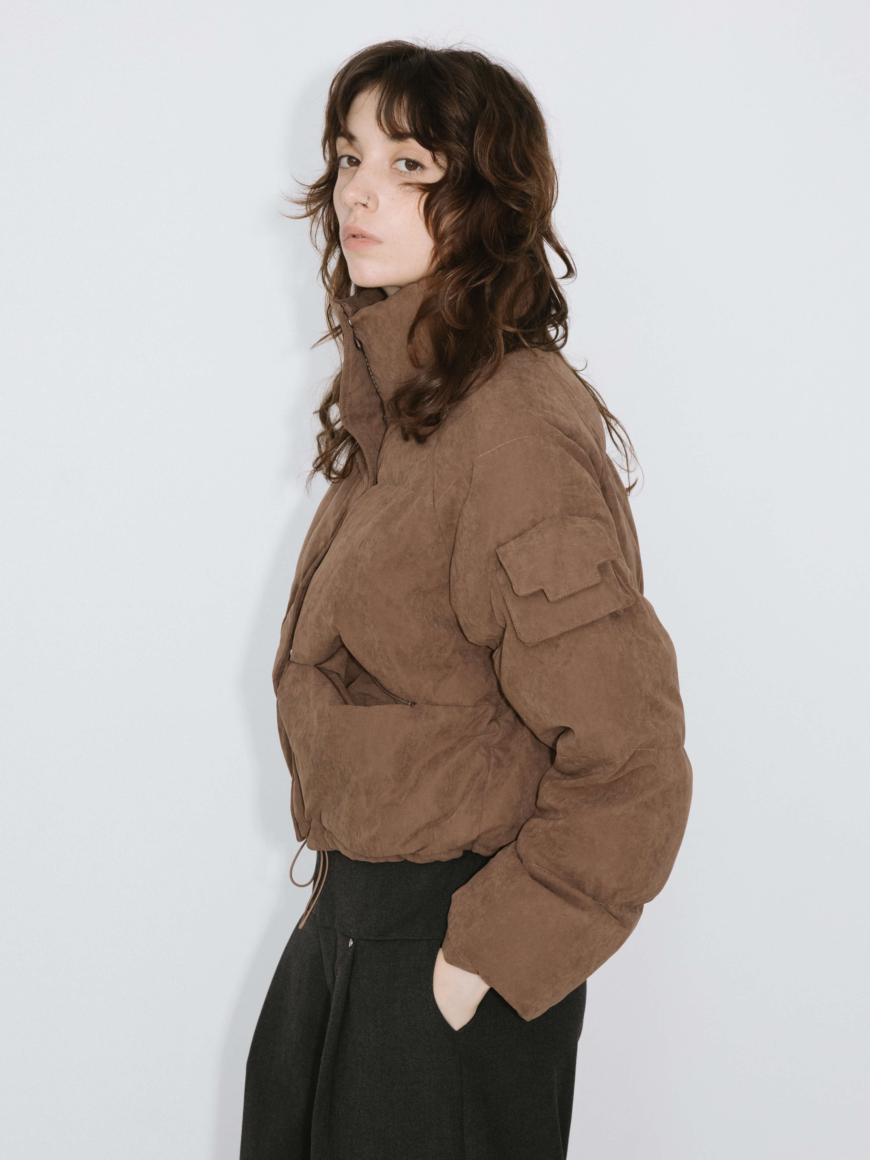 High Neck Short Puffer Down Coat-12