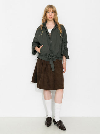 Stand-Collar Washed Twill Utility Jacket