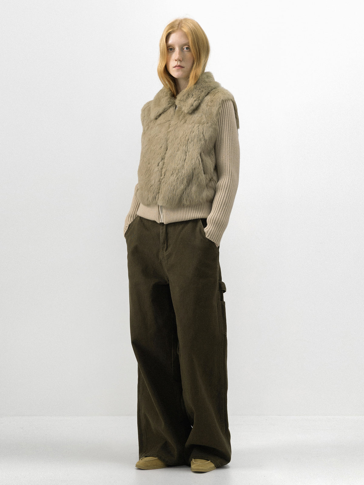 Washed Cotton Wide Leg Jeans-11