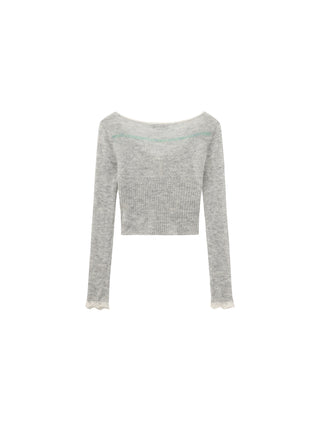 CUBIC Contrast Wool Blend Lace Cardigan