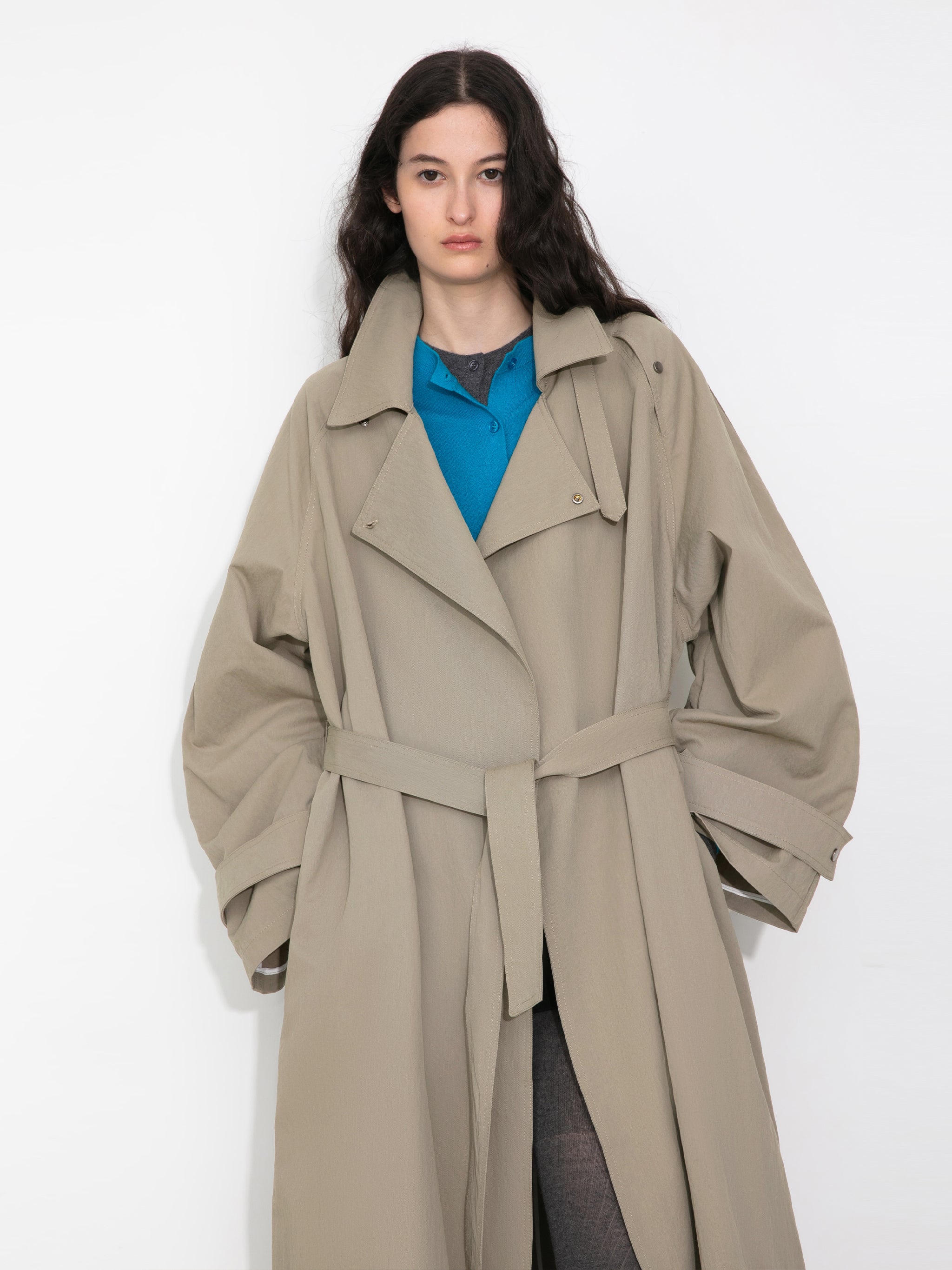 Oversized Large Lapel Long Trench Coat-11