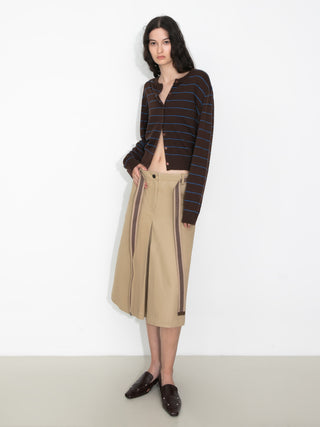 Striped Contrast Long-Sleeve Knit Cardigan