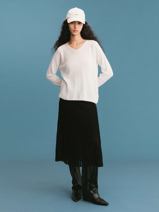 ONE BY CUBIC Lace Stitch Knitted Midi Skirt