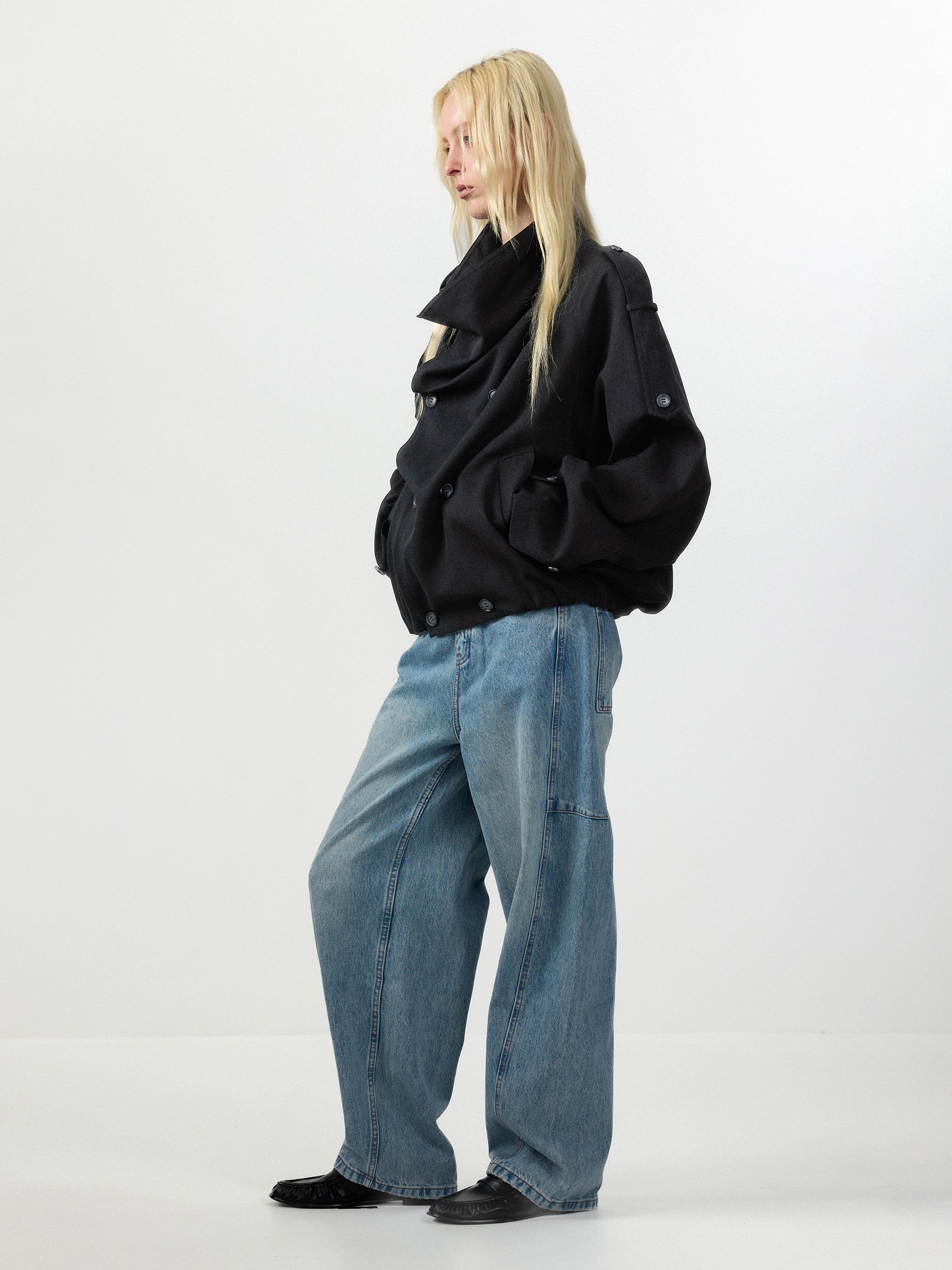 CUBIC Draped Collar Wrap Oversized Coat-12