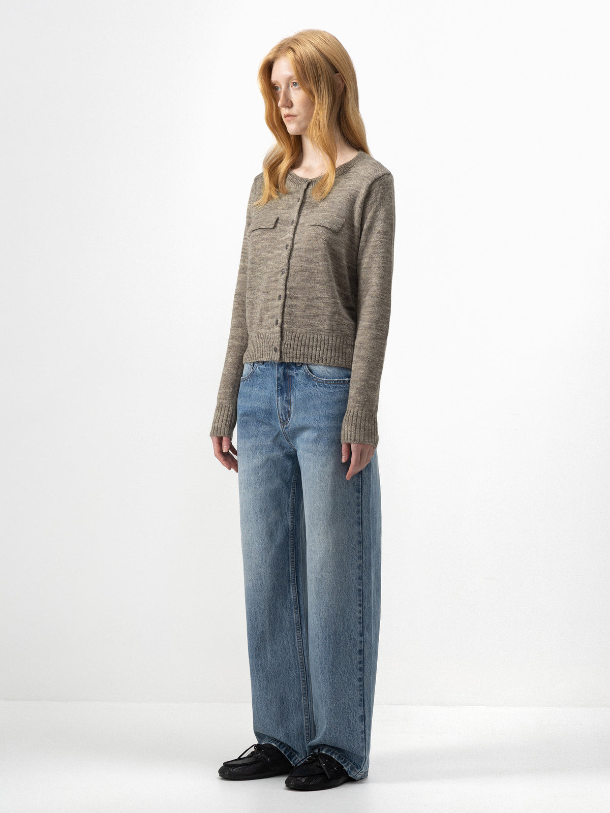 CUBIC Marled Knit Button-Up Cardigan-11