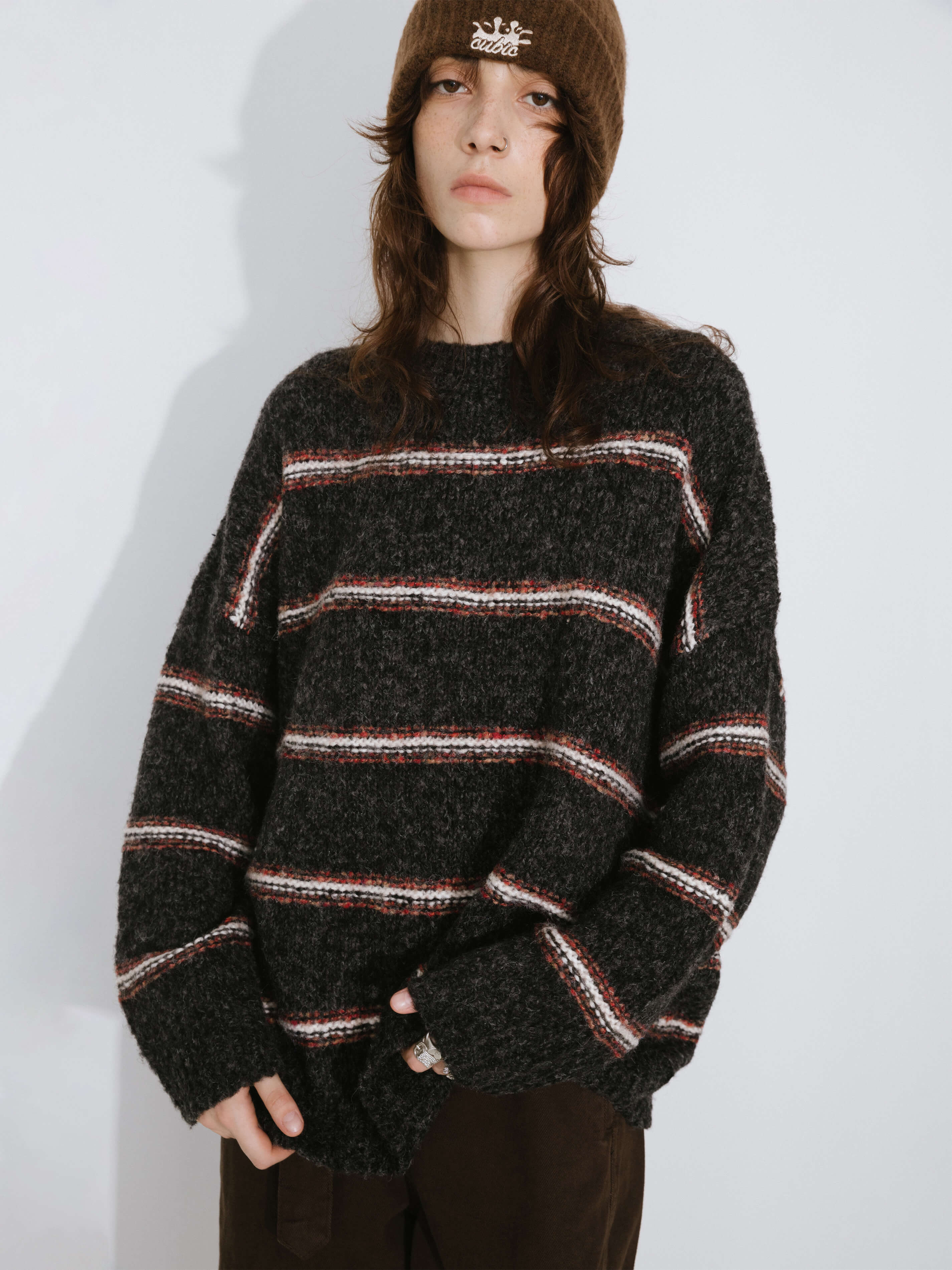 Striped Long Oversized Sweater-11