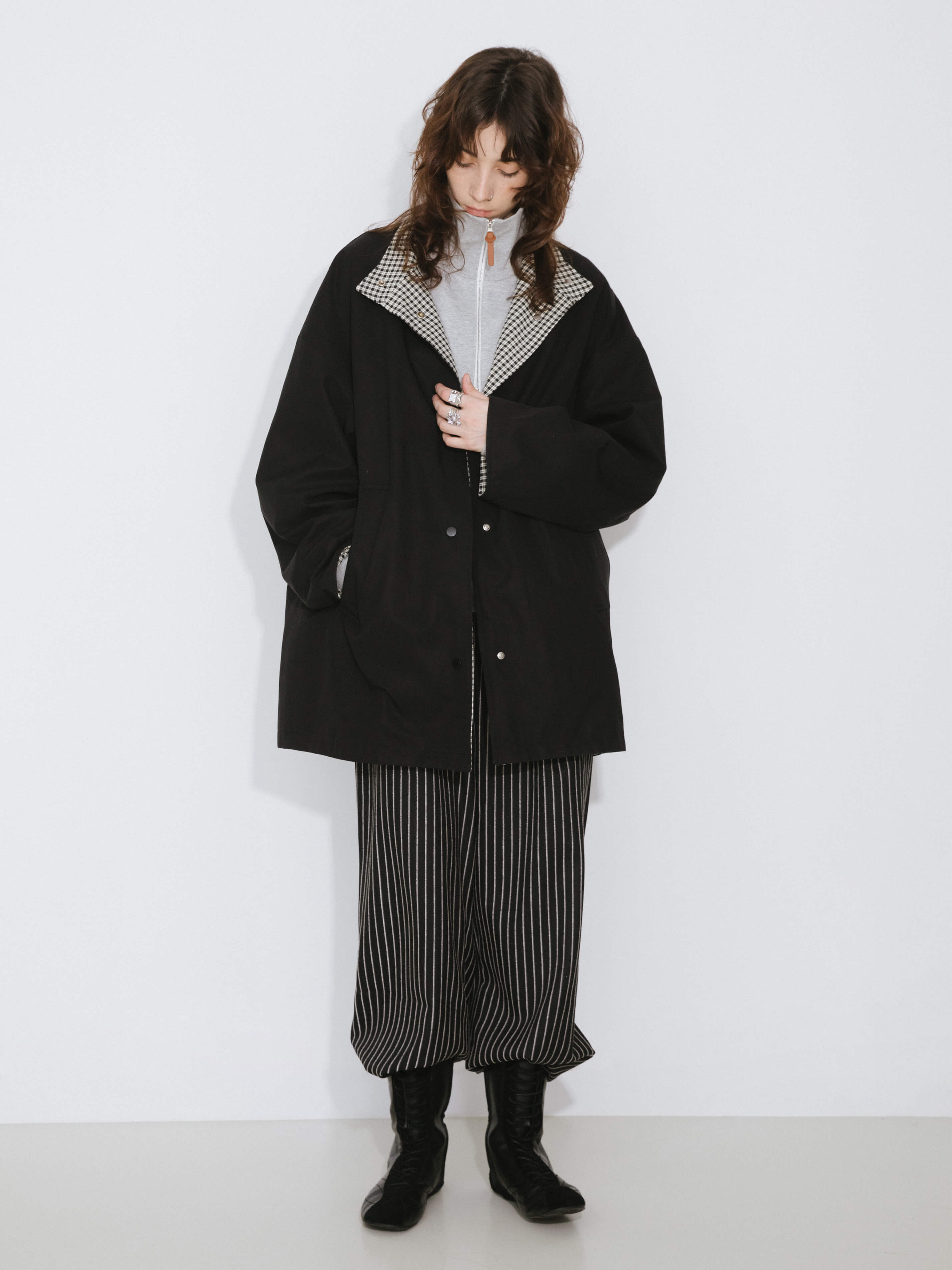 Funnel Neck Reversible Trench Coat-11