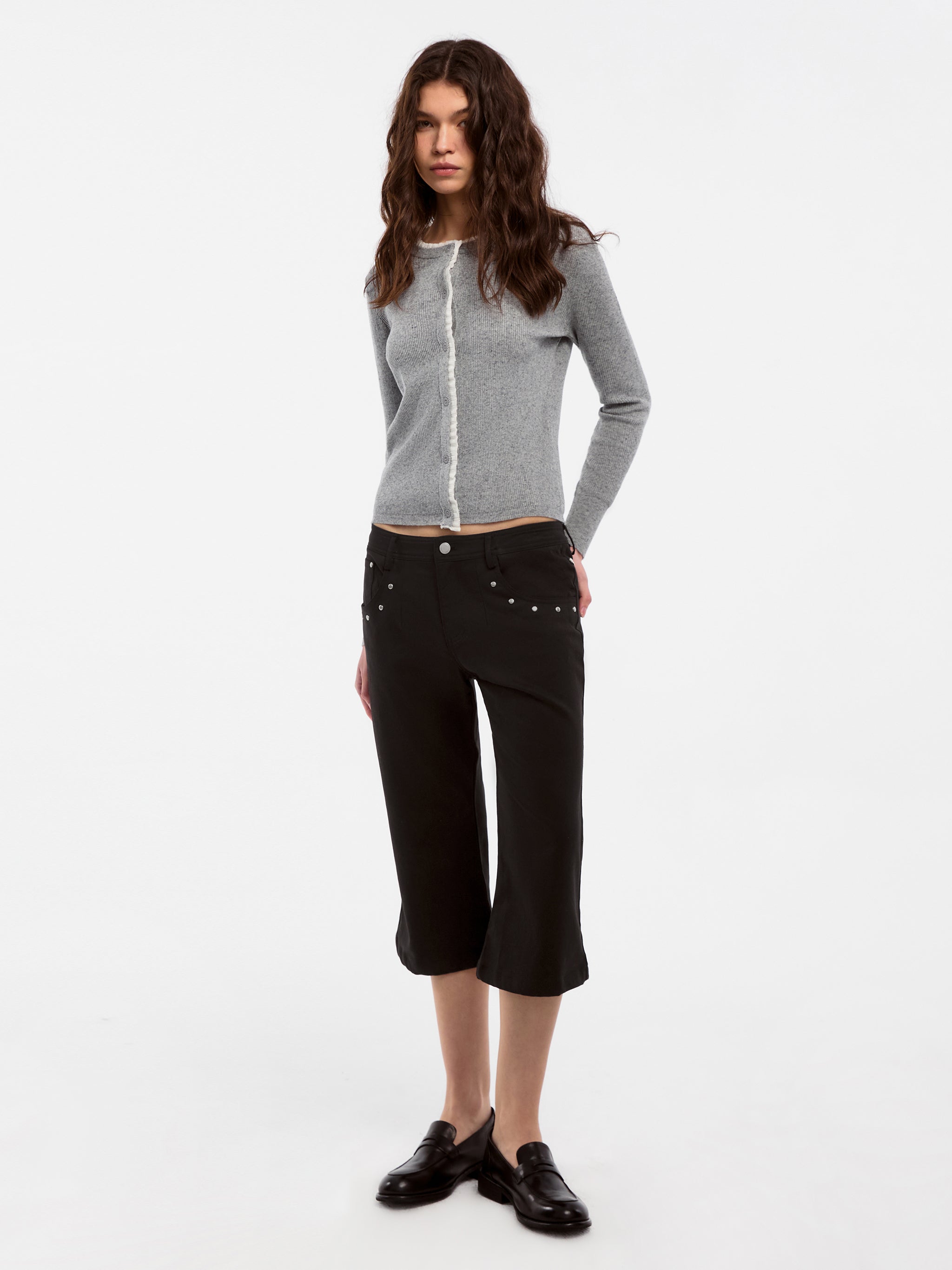 CUBIC Lace-trimmed Linen Knit Cardigan-11