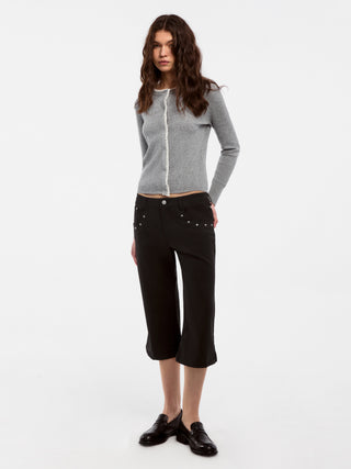 CUBIC Lace-trimmed Linen Knit Cardigan