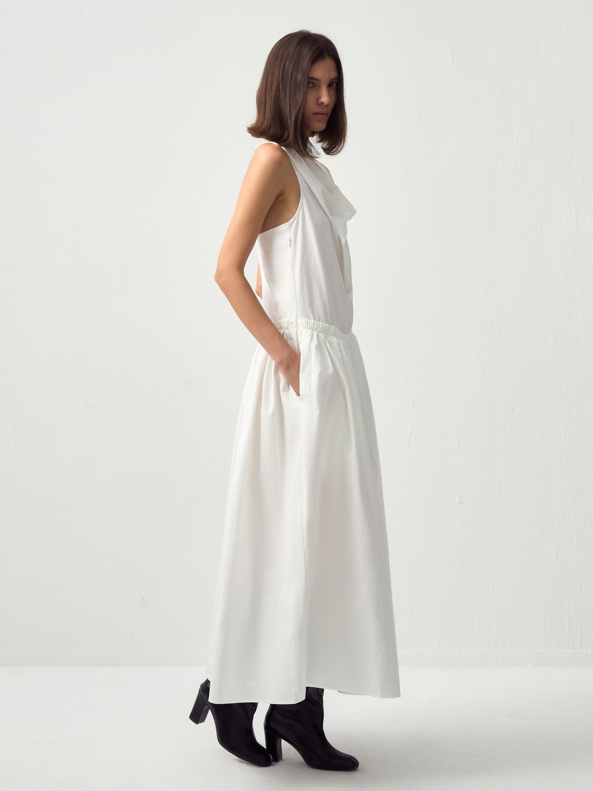 CUBIC 100% Cotton Halter Neck Cowl Dress-11