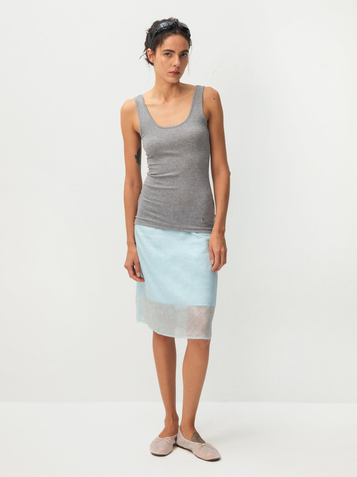 CUBIC  Lyocell Semi-Sheer Pencil Midi Skirt-11