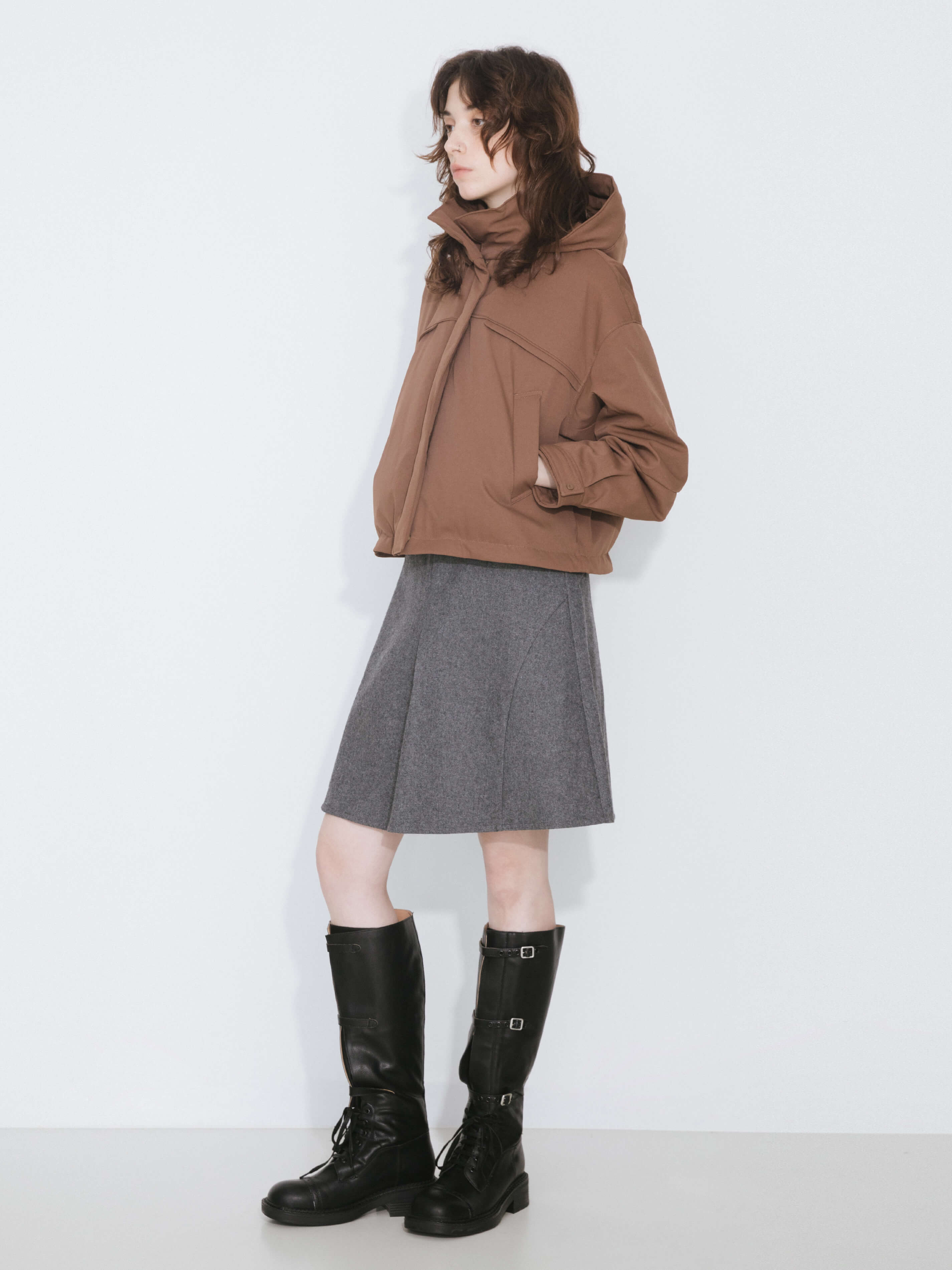 Wool Blend A-Line Skirt-11