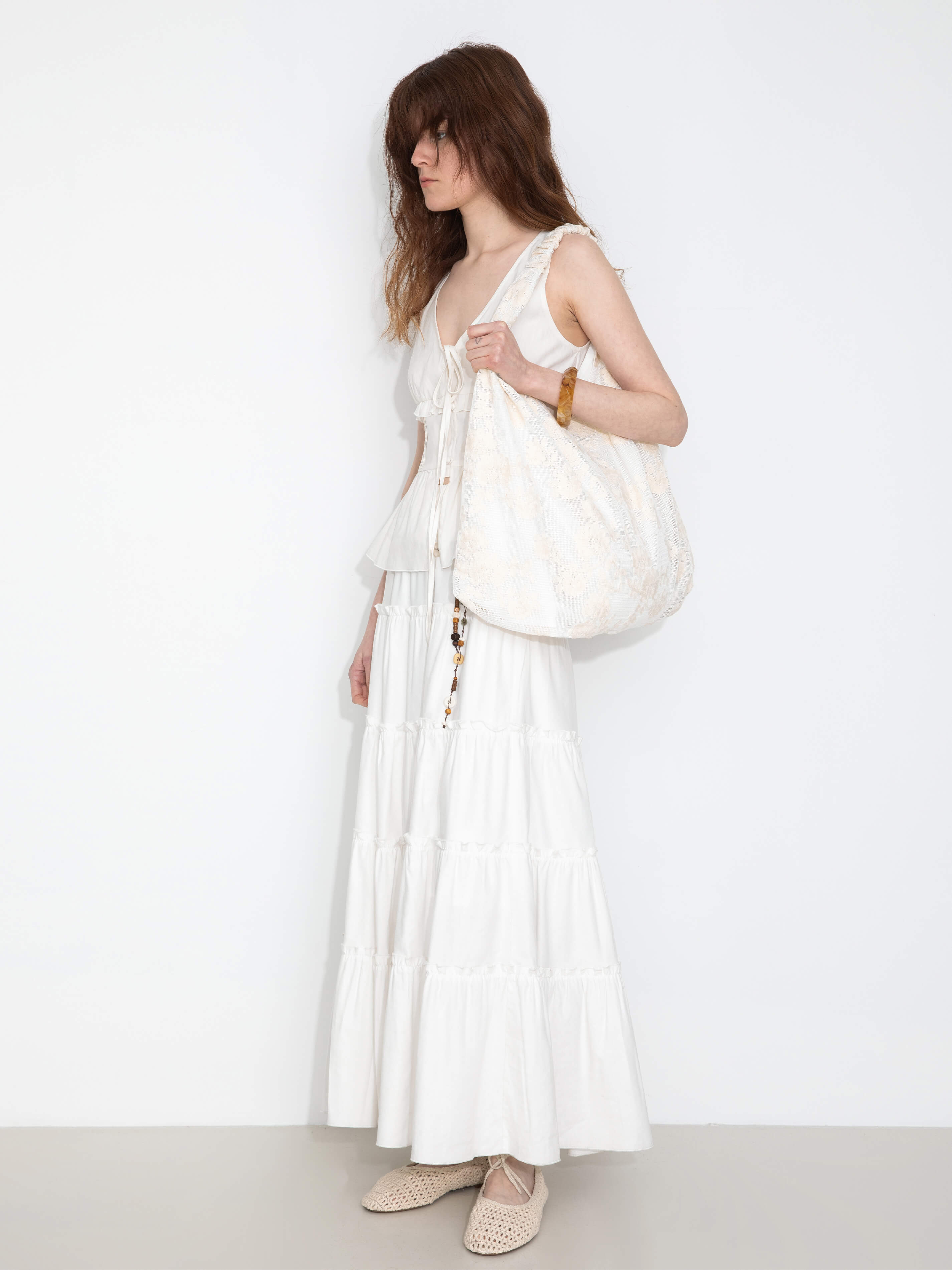 High-Waisted A-Line Maxi Flowy Skirt-12