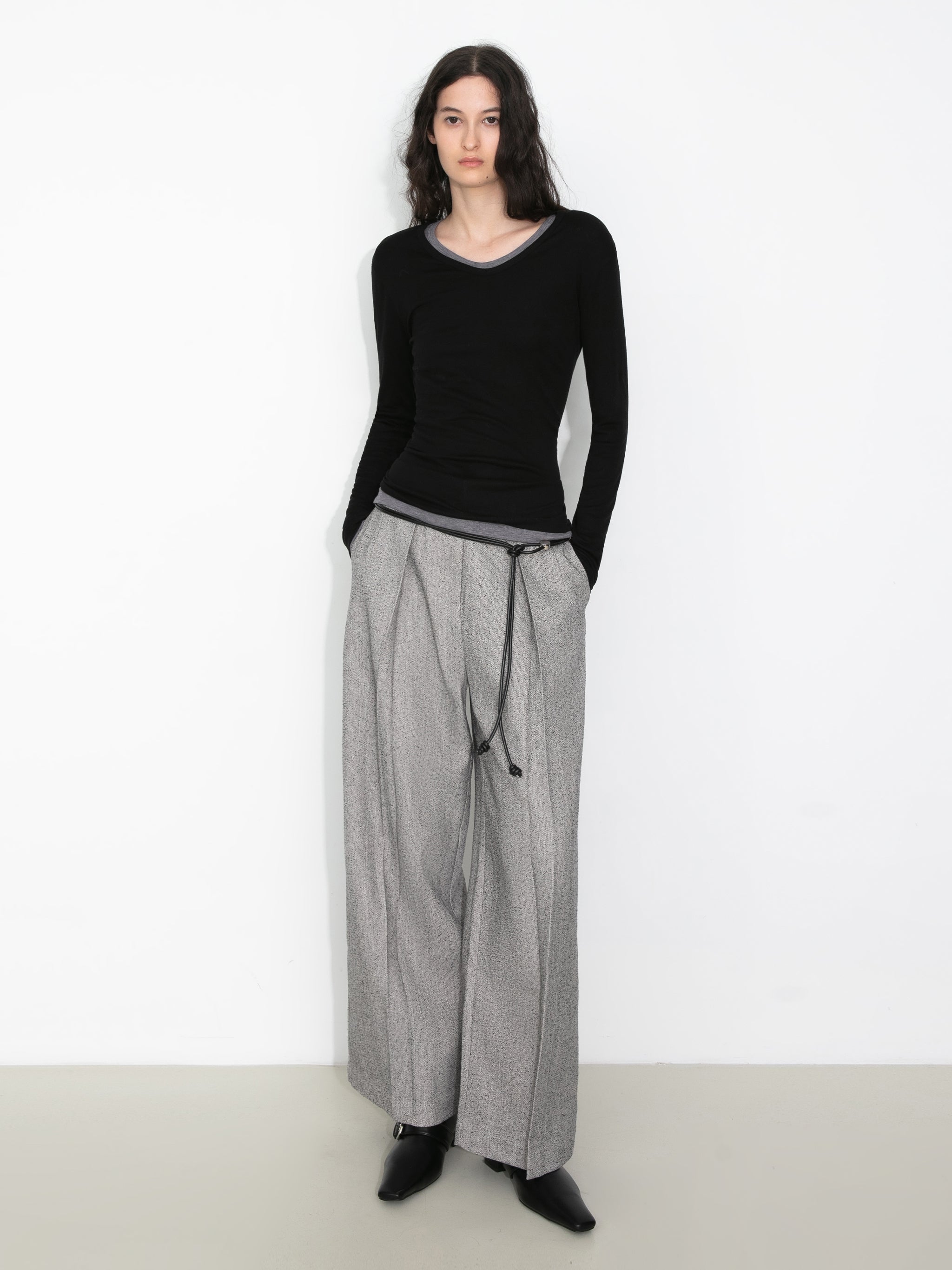 Draped Pleated Wide-Leg Pants-11