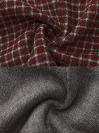 Vintage Plaid Stand Collar Reversible Long Coat