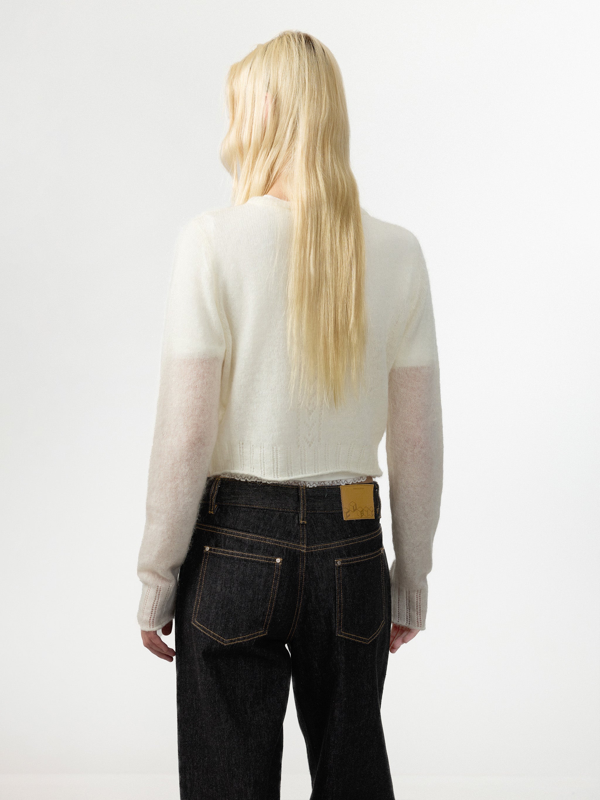 CUBIC Mohair Blend Pointelle Cardigan-11