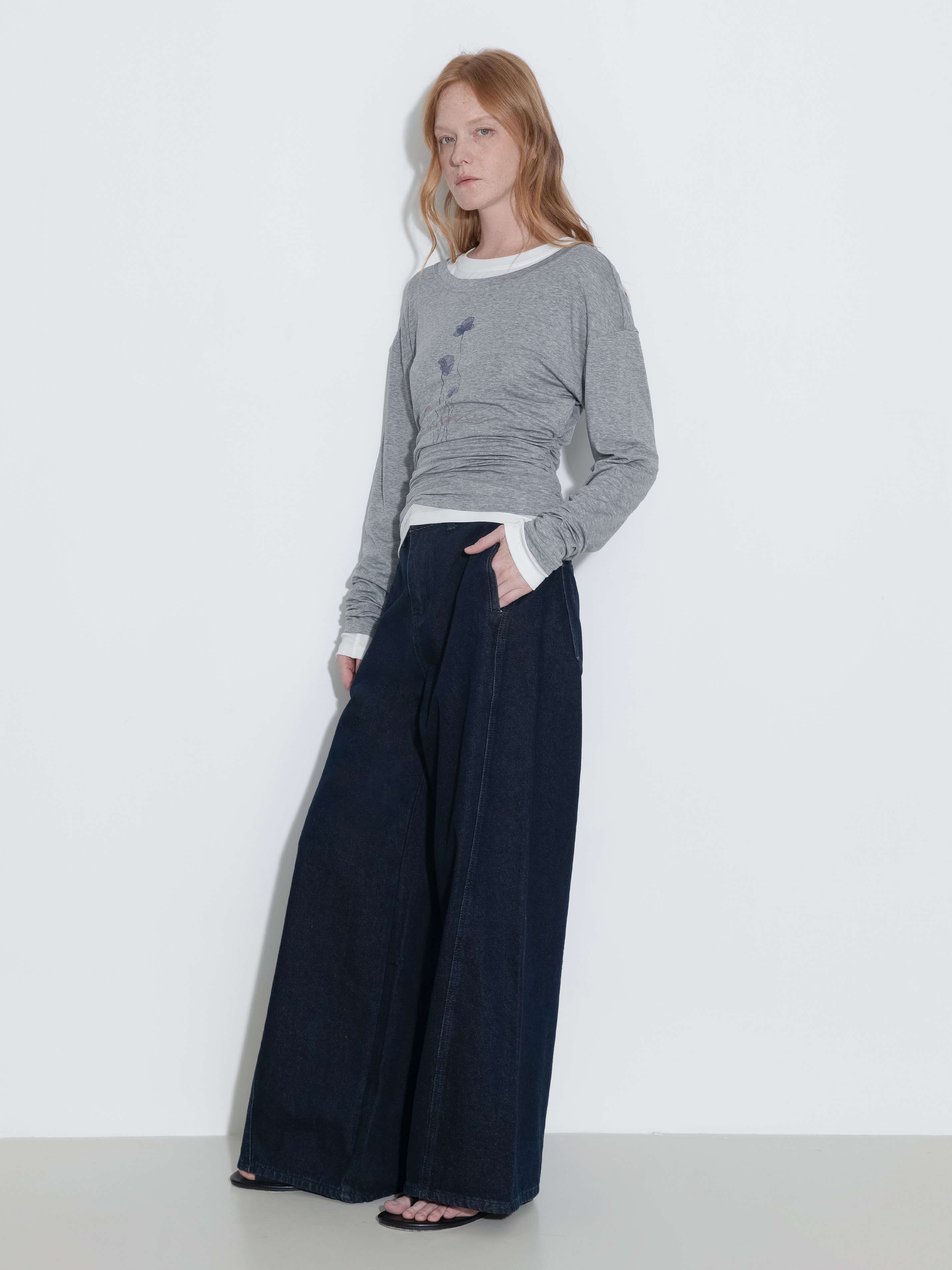 Straight Wide Leg Denim Jeans-12