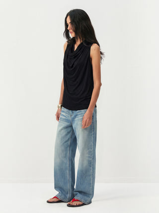 CUBIC Acetate Solid Cowl Neck Sleeveless Top