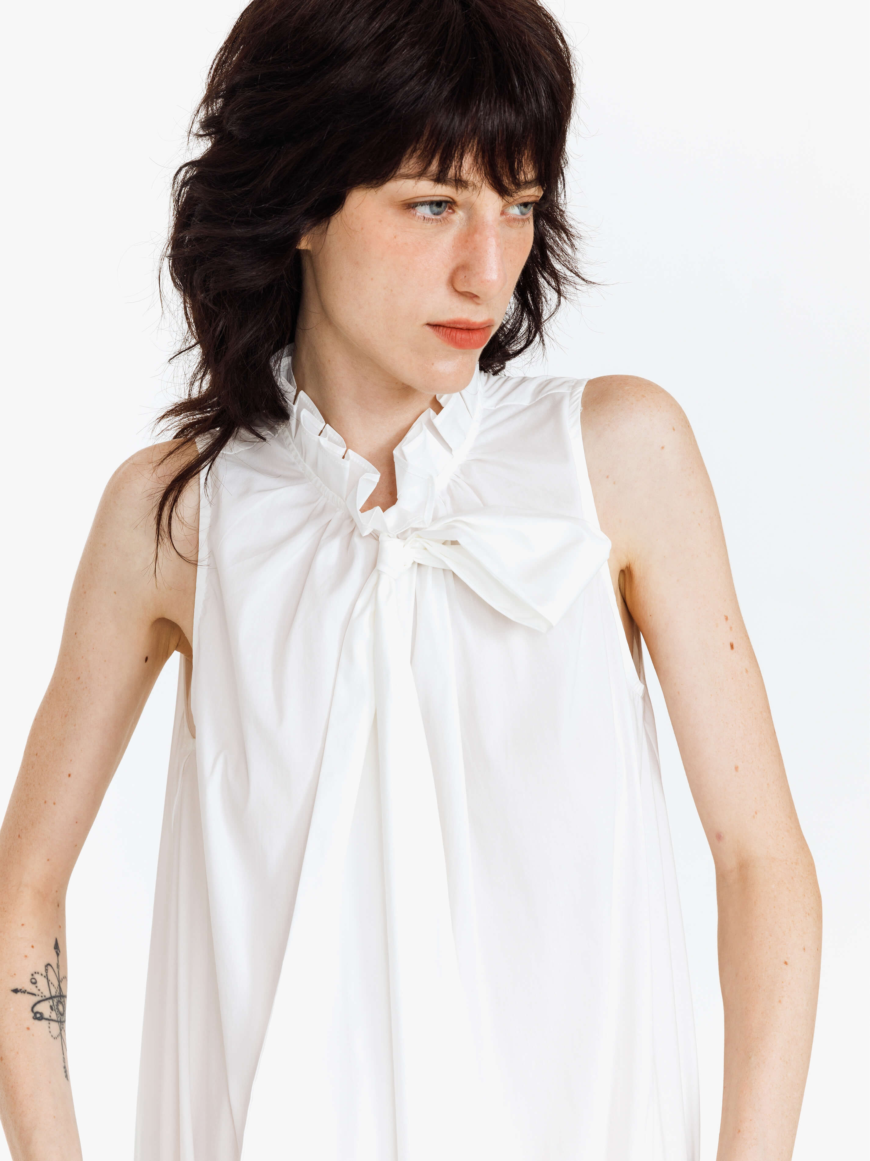 Ruffle Stand Collar Tie A-line Tank Top-12