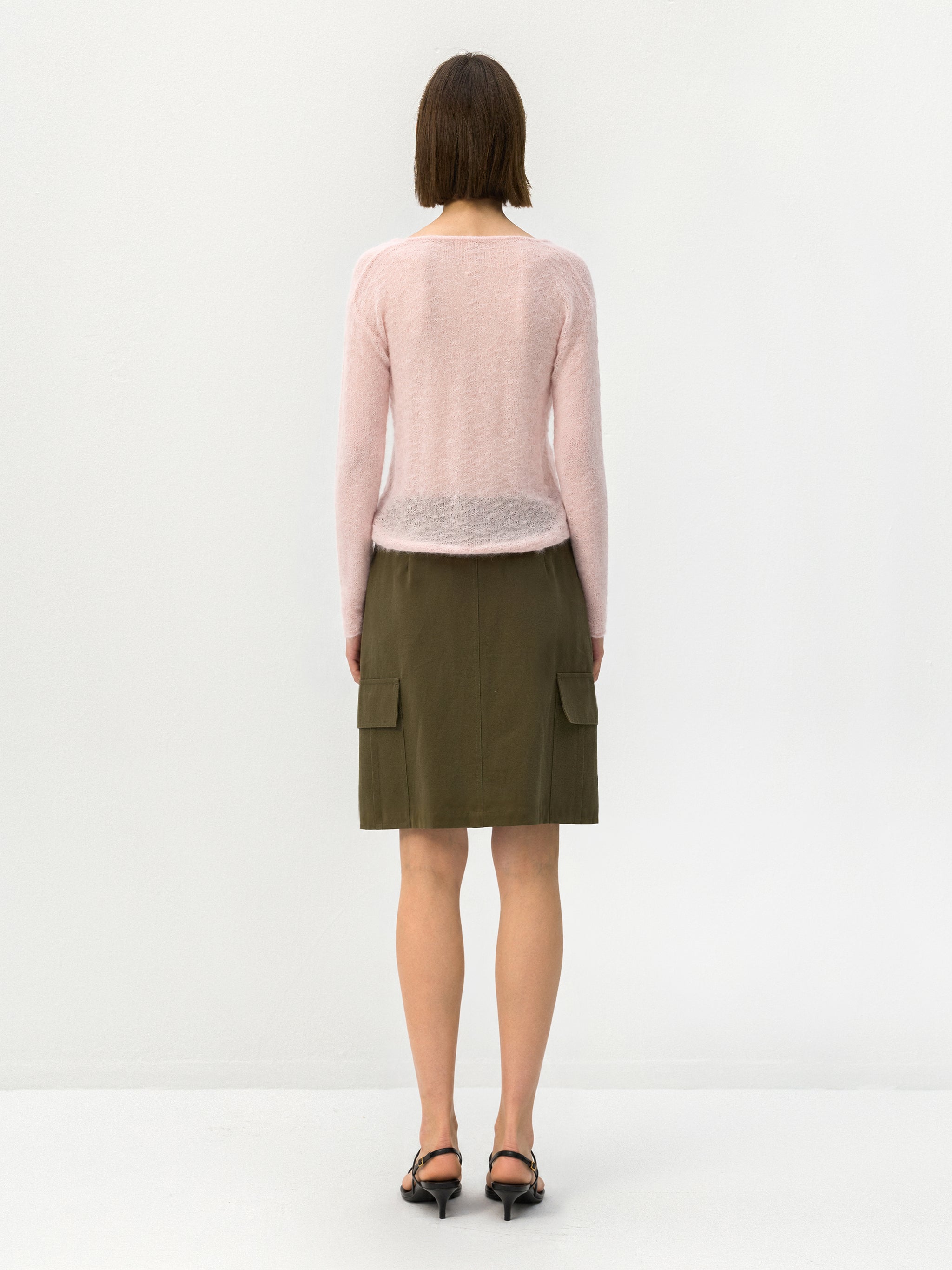 CUBIC Mohair Wool V-Neck Knit Top-11