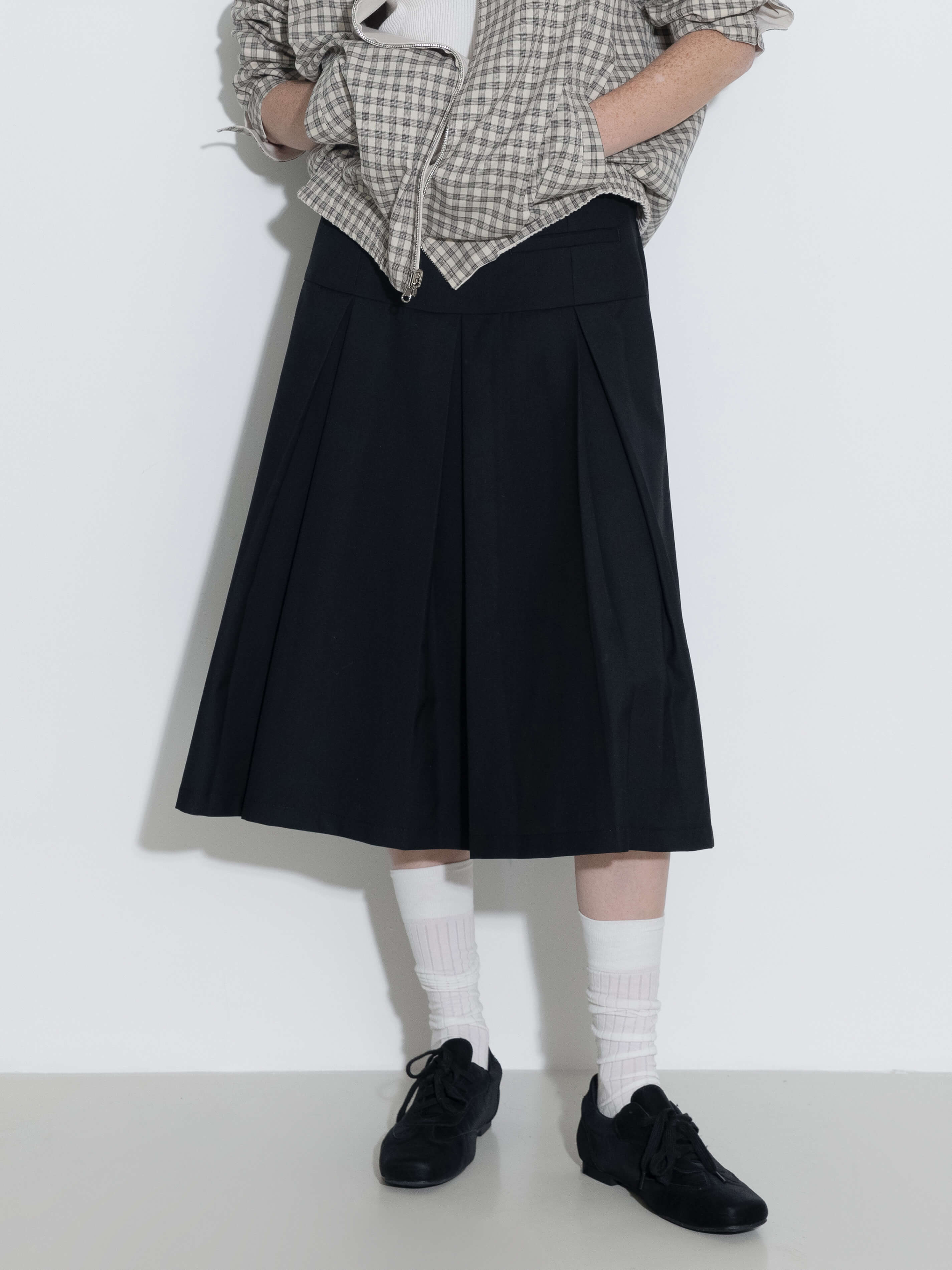 High Waist Pleated A-line Skirt-2
