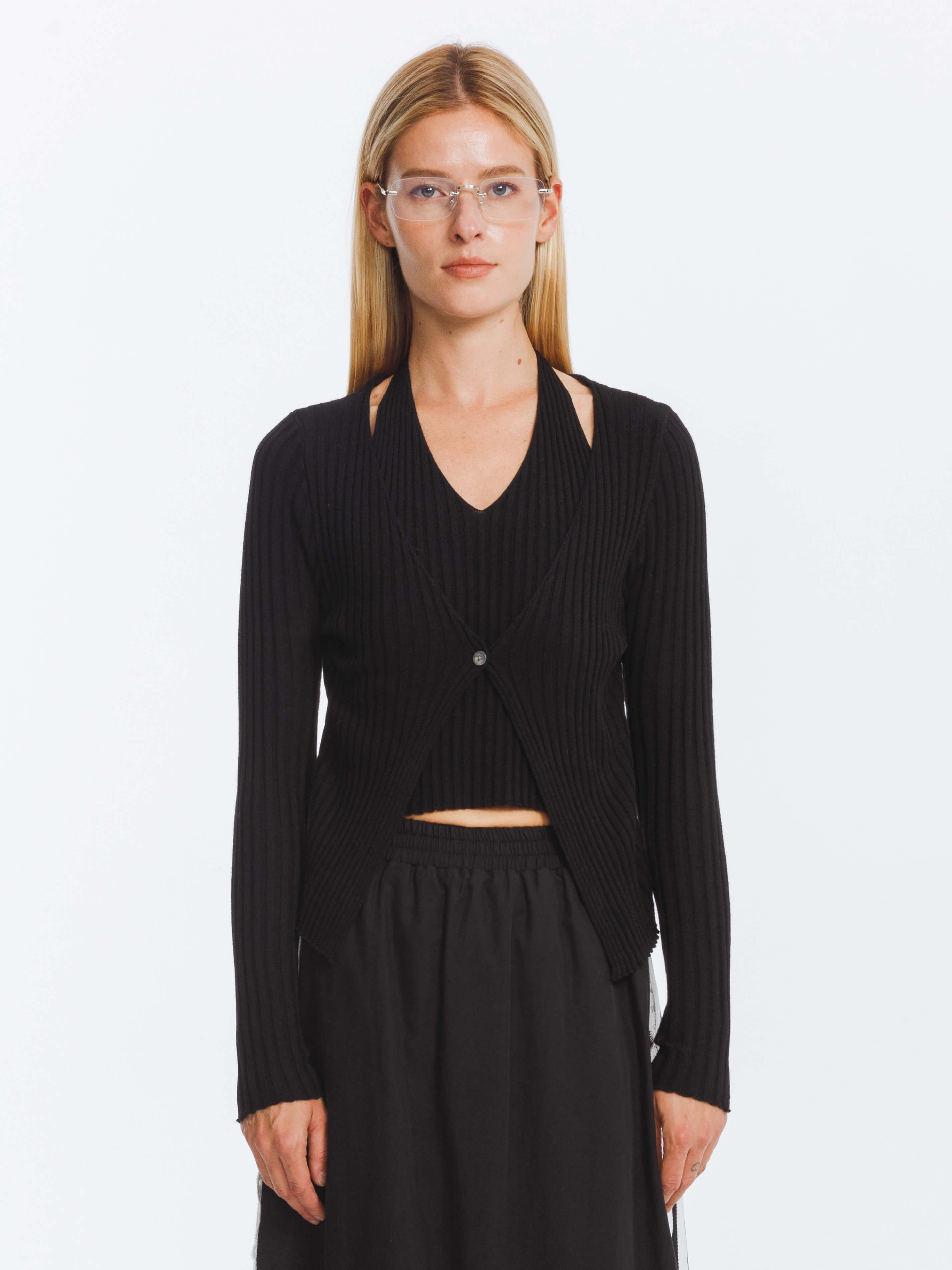 Single Button Cardigan with Wool Blend-12