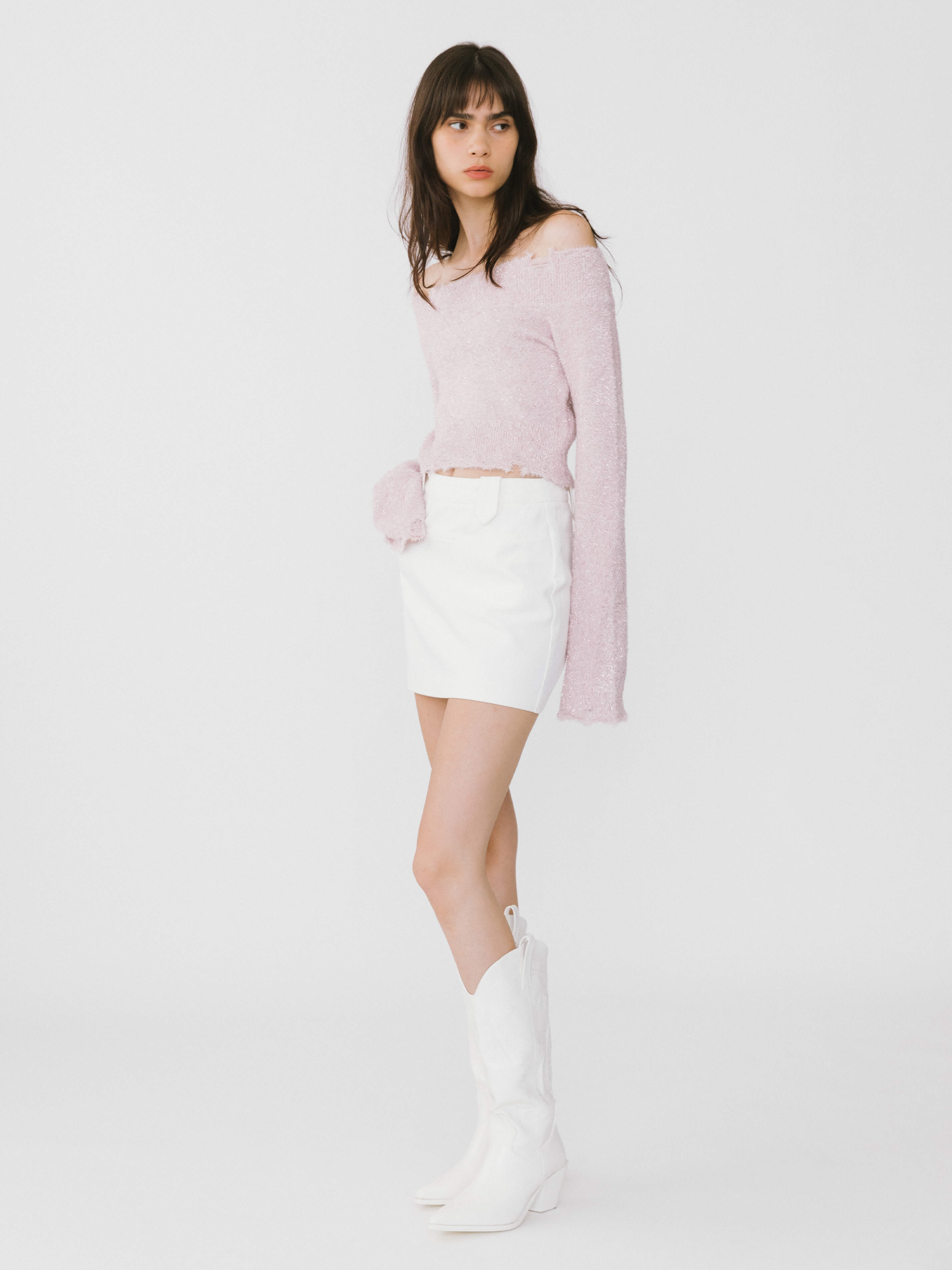 Off-Shoulder Long Sleeve Knit Crop Top-6