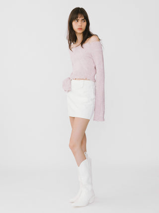 Off-Shoulder Long Sleeve Knit Crop Top