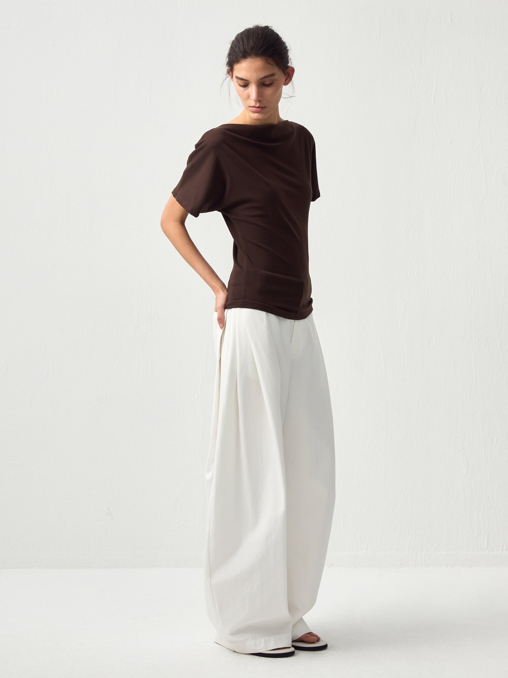 CUBIC Lyocell Blend Off-Shoulder Fitted Top-10