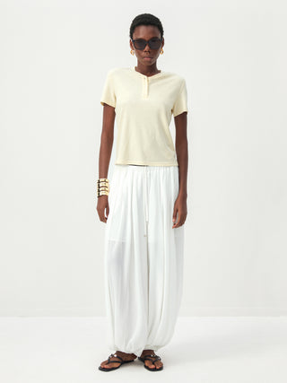 CUBIC Lyocell-Linen Blend Henley Neck Top
