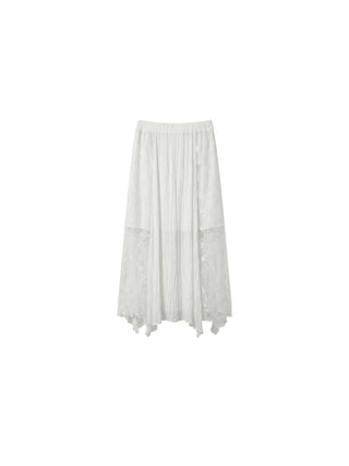 CUBIC Lace-Overlay Asymmetrical Sheer Midi Skirt