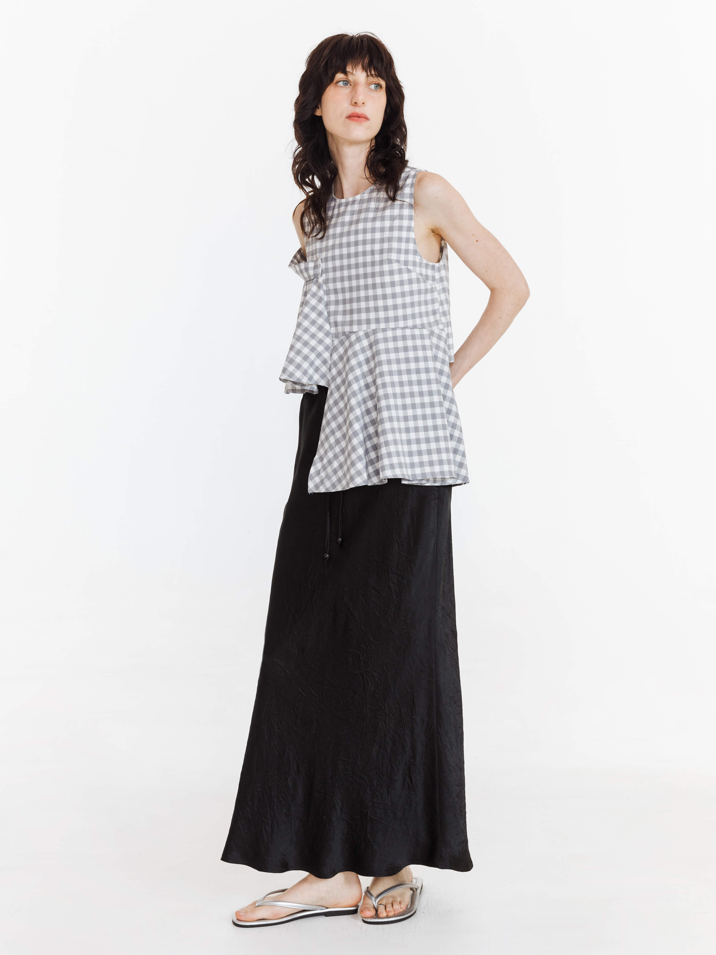 Plaid Irregular Tank Top-11