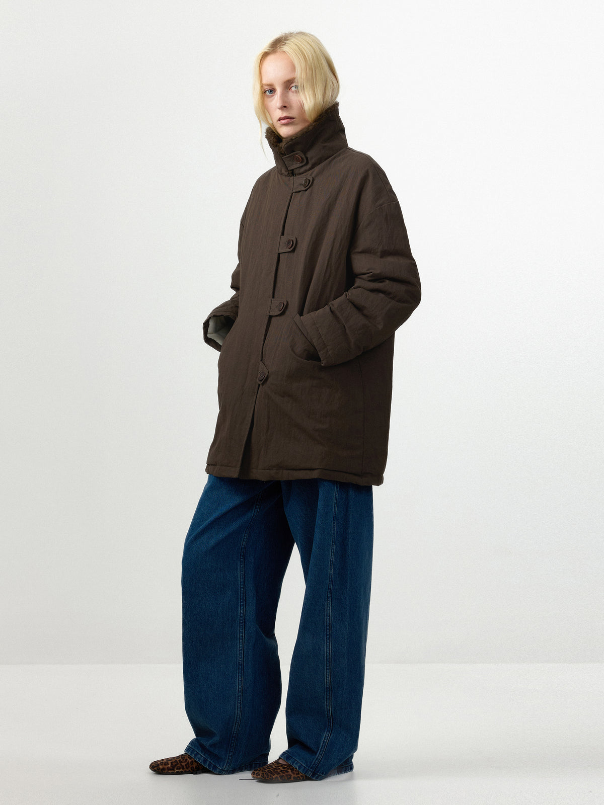 CUBIC Faux‑Fur Collar Oversized Down Coat-11
