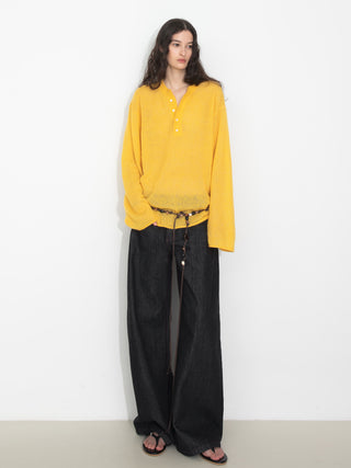 Henley Neck Loose-Fit Long-Sleeve Cover-Up