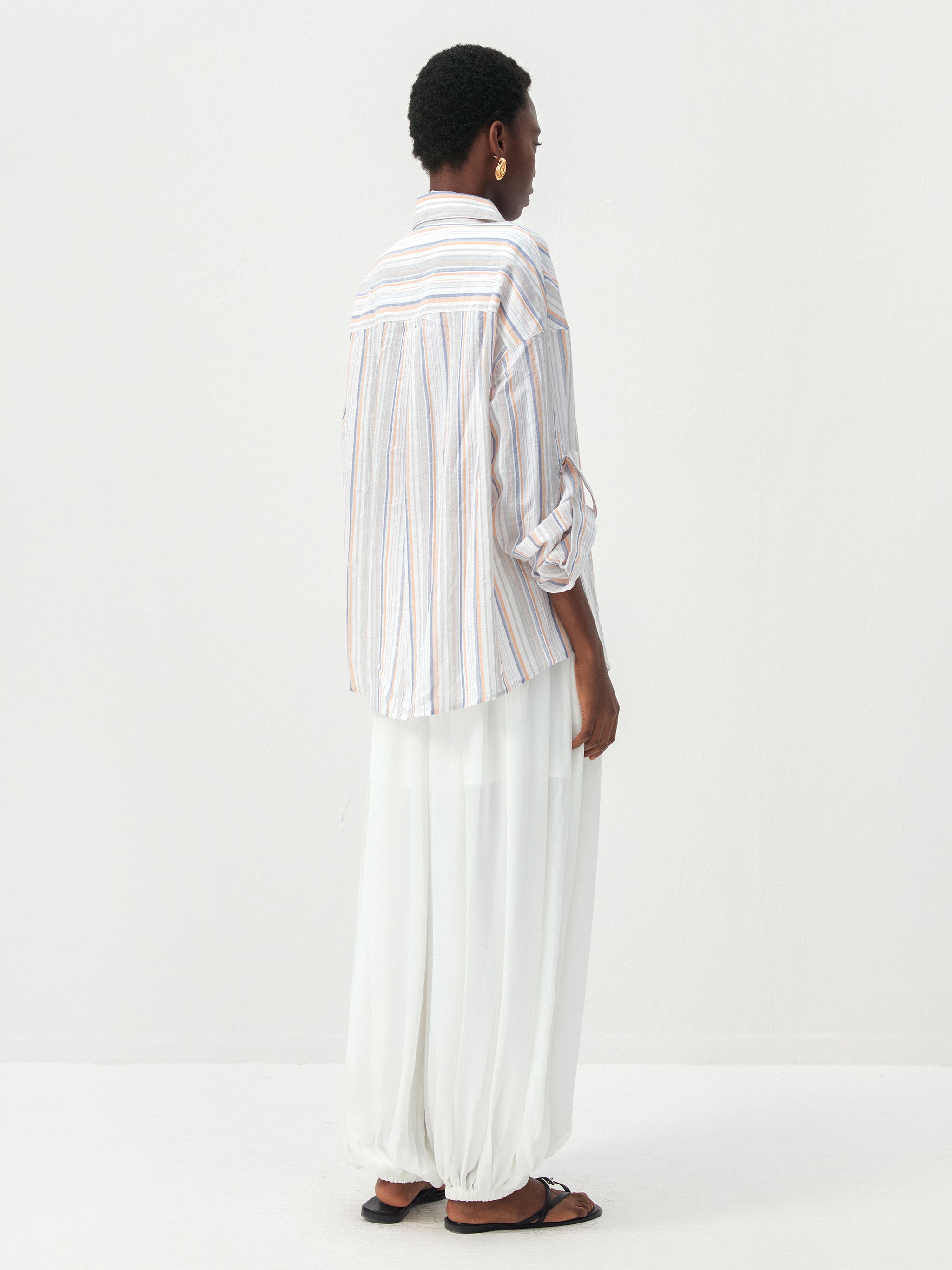CUBIC Cotton-Blend Striped Oversized Shirt-11