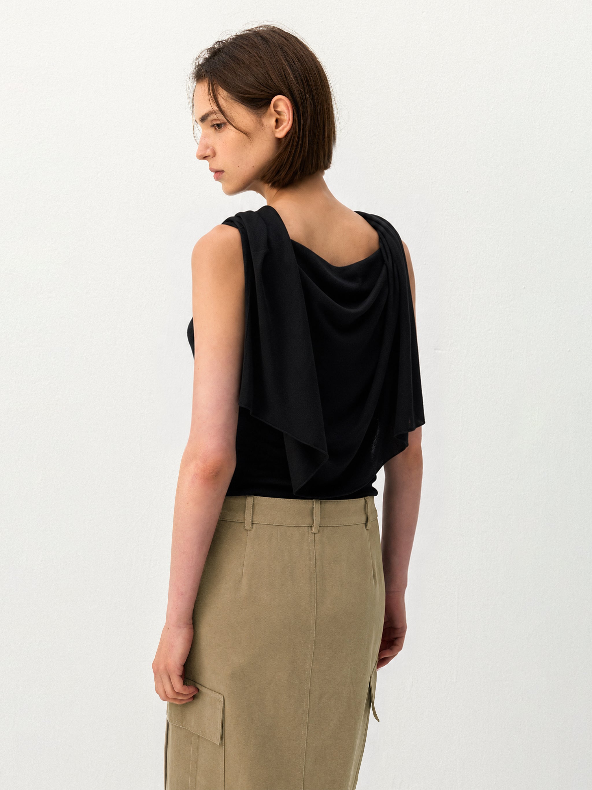CUBIC Cape-Style Button Front Top-11