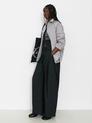 Button-Front Shirt Collar Loose-Fit Down Jacket